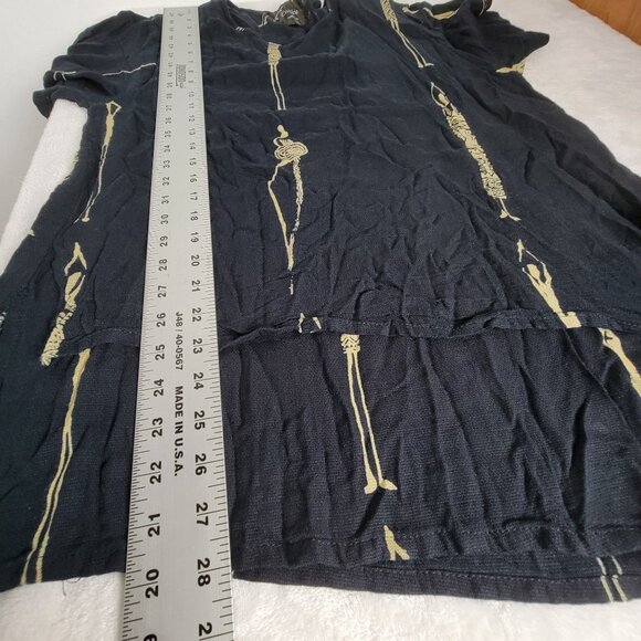 Exotica Carmel Womens Asymmetrical Black & Gold Printed Tunic Top Short Sleeve - Picture 7 of 8